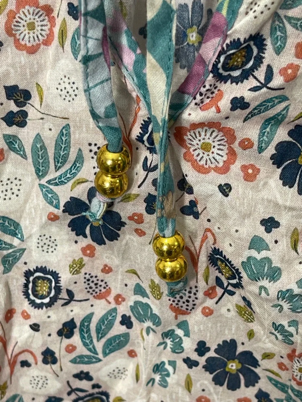 Natural Life Magnolia Cotton Top Seafoam Floral Bohemian Mixed Print 100% Cotton - Picture 8 of 9